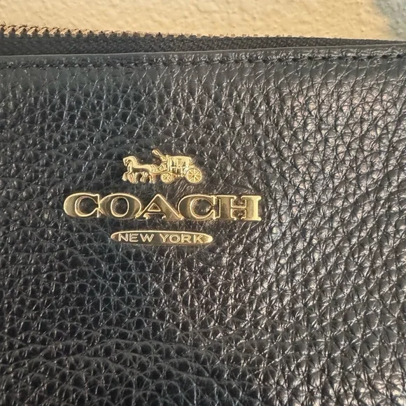 Coach Black Leather Tote with Gold Accents - Picture 5 of 13